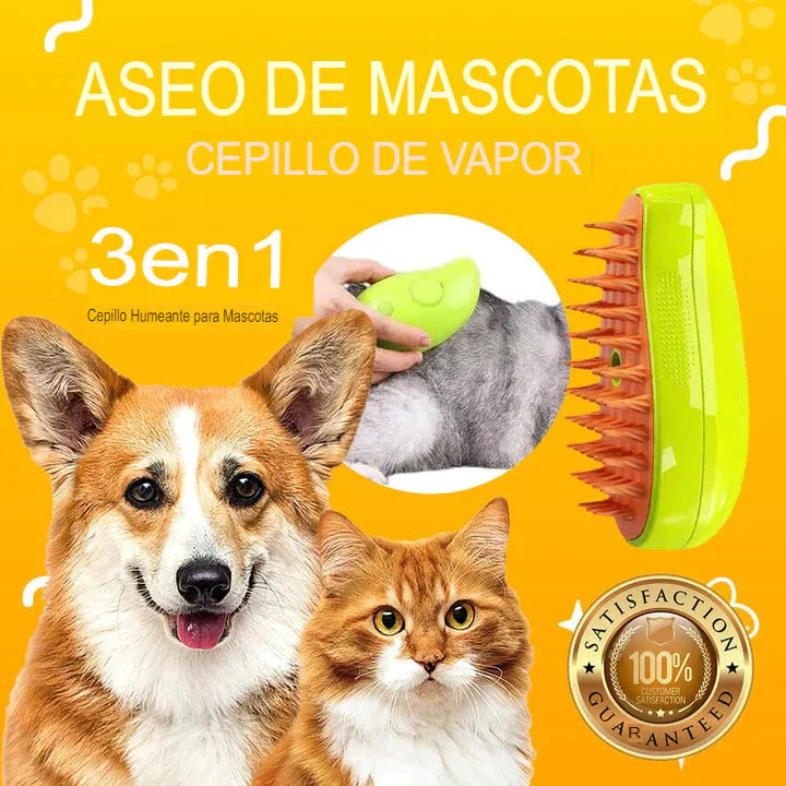 TRES EN UNO CEPILLO DE VAPOR PARA PERRO Y GATO